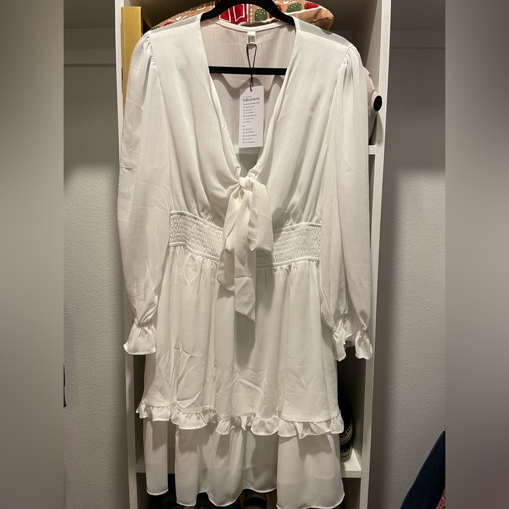 Women’s Exlura White Tie Front Dress